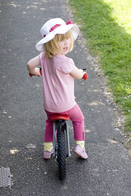 On the way to the shops on her new firstbike