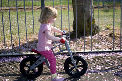 On the way to the park on her new firstbike