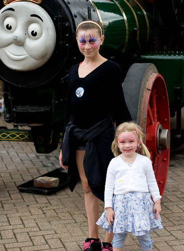 Worrybomb and Big Sister J next to a Traction Engine