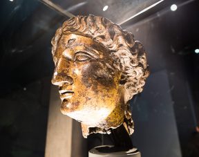 A gilt bronze head of the goddess Sulis Minerva